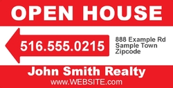 Vinyl Banner - Real Estate - Open House, Arrow - 36" x 18" custom