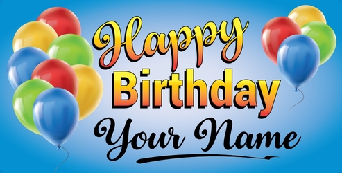 Happy Birthday Balloons Banner 36x18