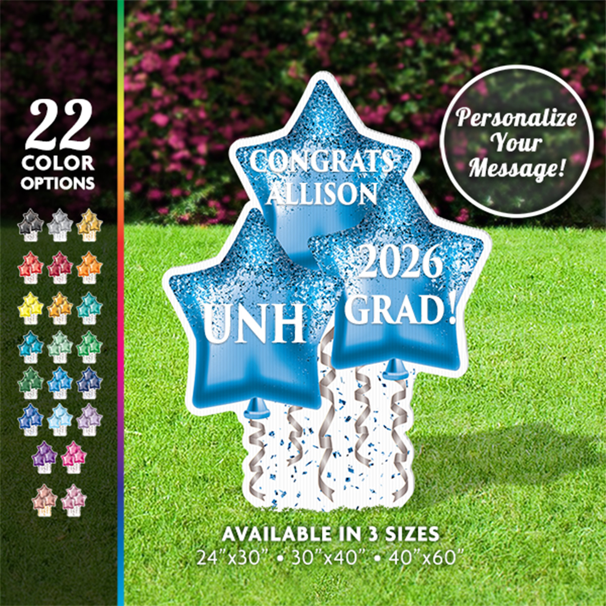 2022 Graduation YArd Sign, Balloon Design