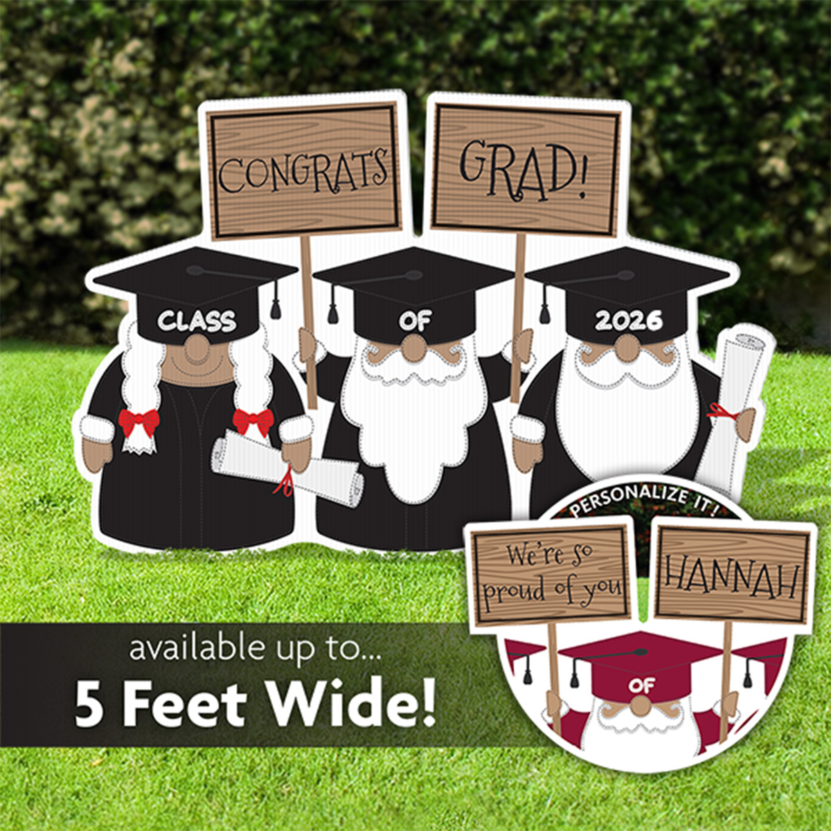 Gnomes with Graduation Signs Lawn Sign