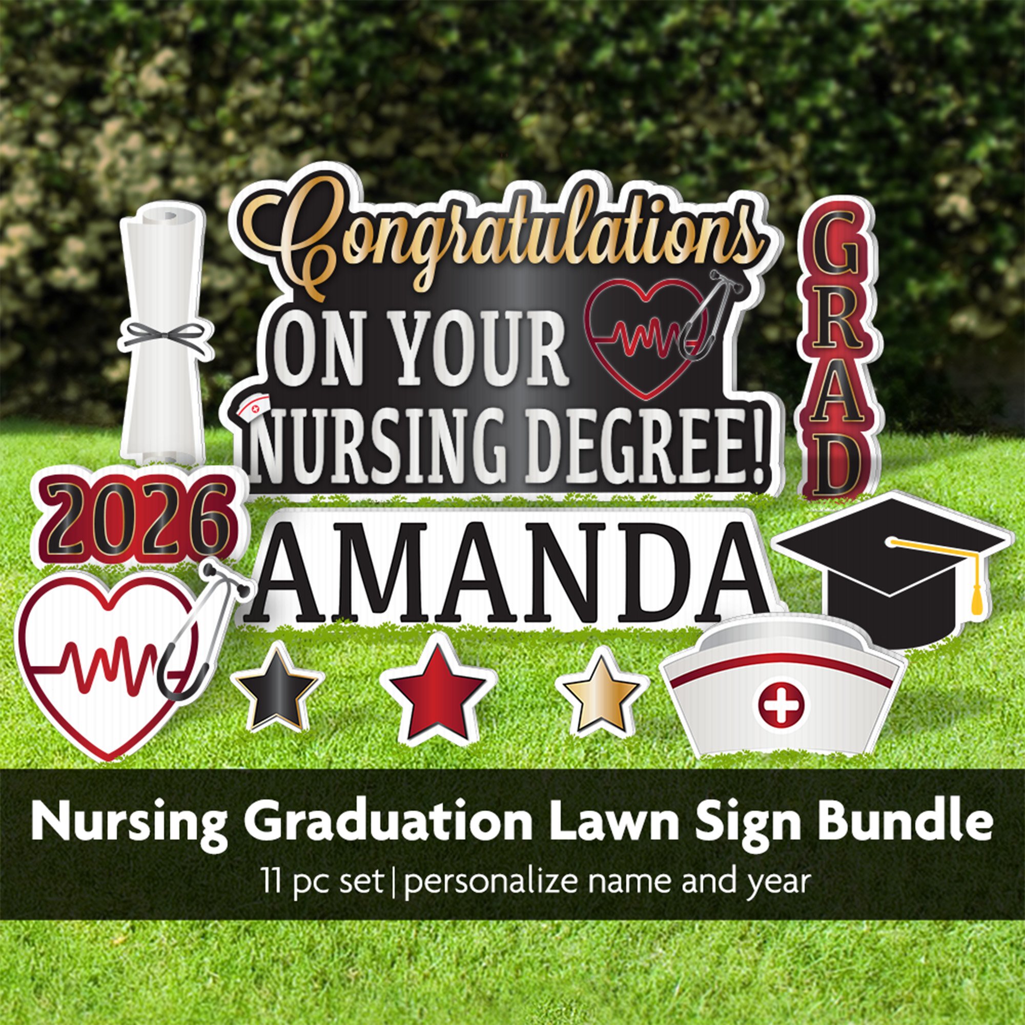 Nursing School Graduation 11 Pc Sign Set