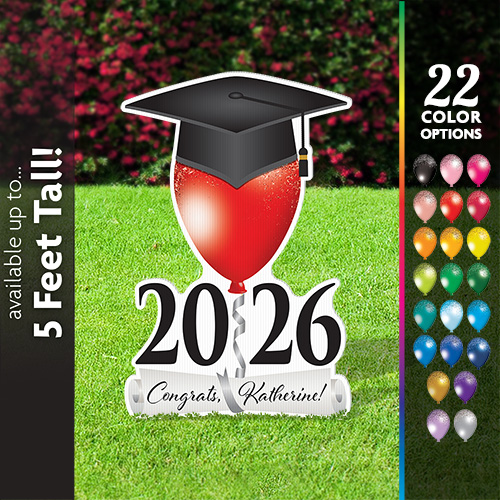 Graduate Balloon & Grad Cap Lawn Sign