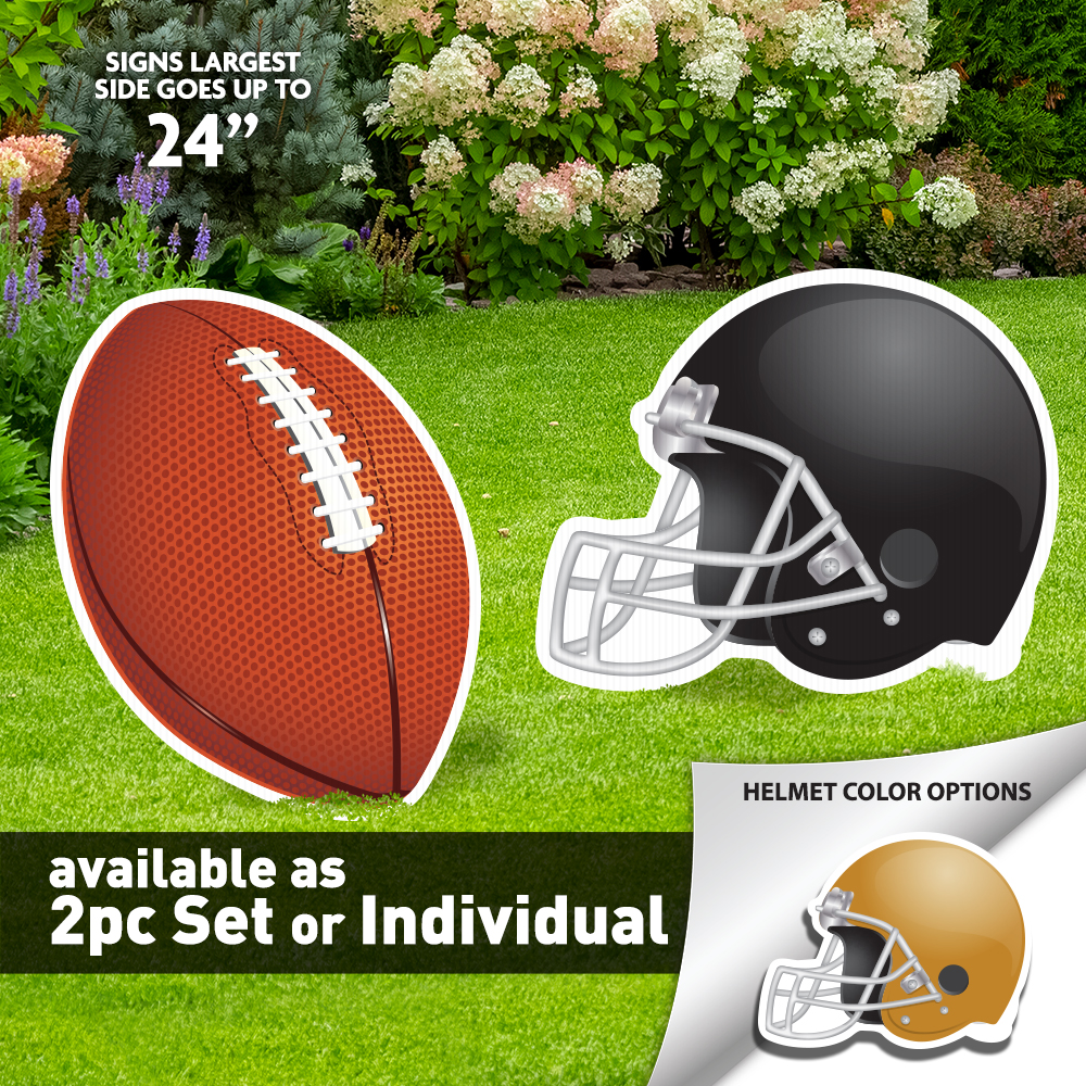 Football Helmet and Ball Lawn & Photo Prop