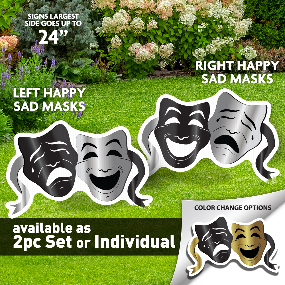 Theater Happy/Sad Masks Lawn & Photo Prop