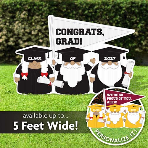 Gnome With Grad Pennant Sign