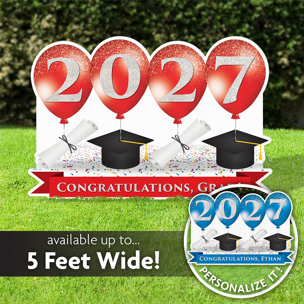 2027 Balloons & Grad Cap Sign
