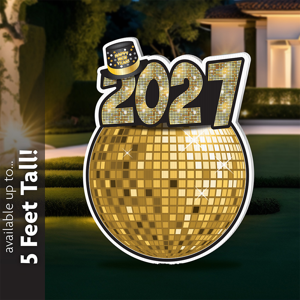 New Year's Eve Ball Drop Lawn Sign