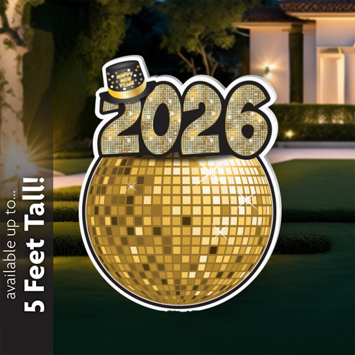 New Year's Eve Ball Drop Lawn Sign