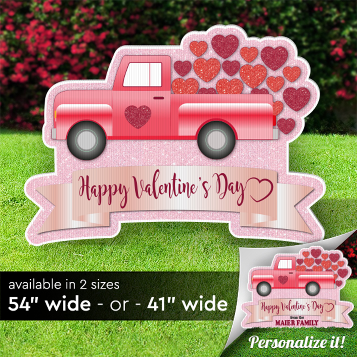 Valentine's Day Truck Lawn Sign