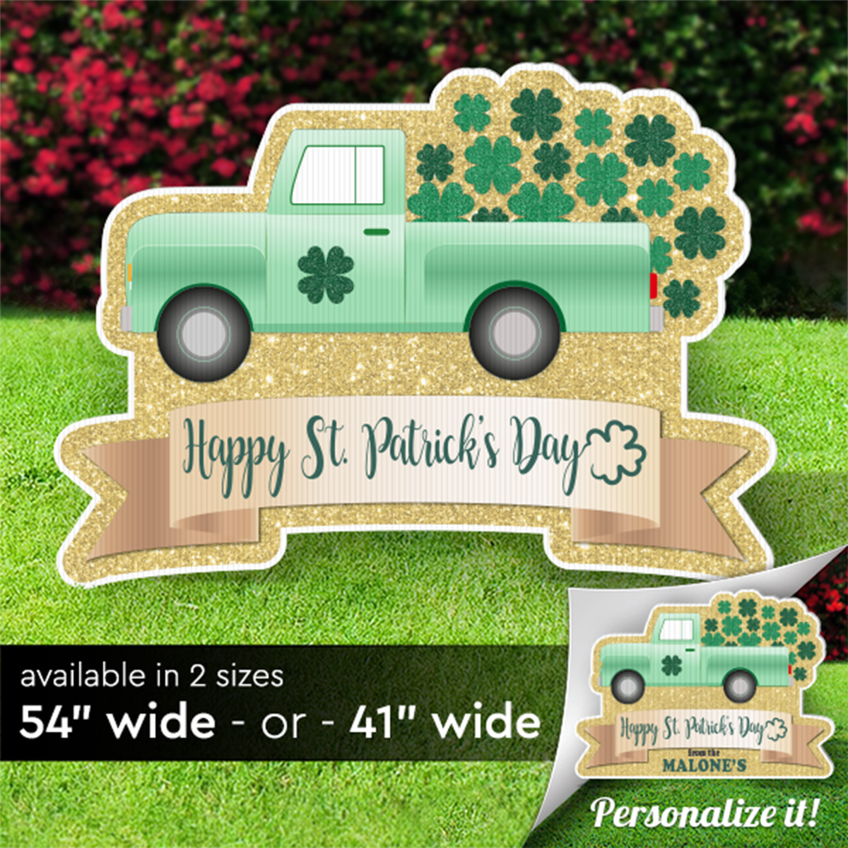 St. Patrick's Day Truck Lawn Sign