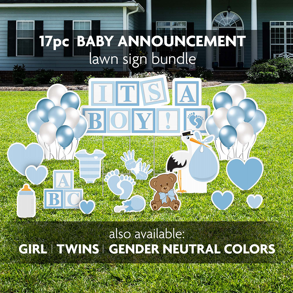 It's a Boy! Baby Announcement Yard Sign Bundle