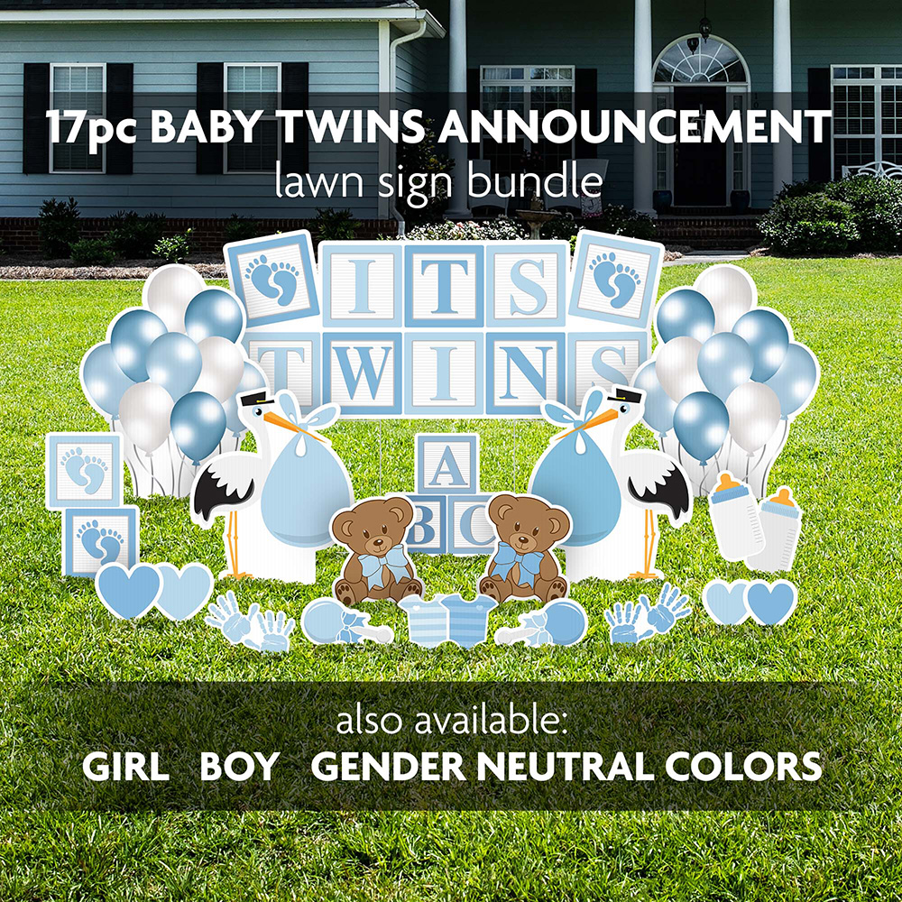 Twins! Baby Announcement Yard Sign Bundle