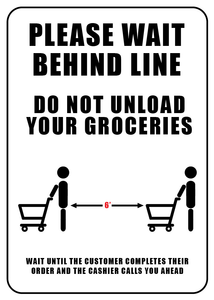 Please Wait Behind Line Distance Sign Please Wait Behind Line Sign