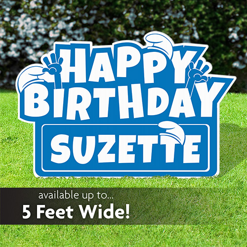 Blue Happy Birthday Lawn Sign