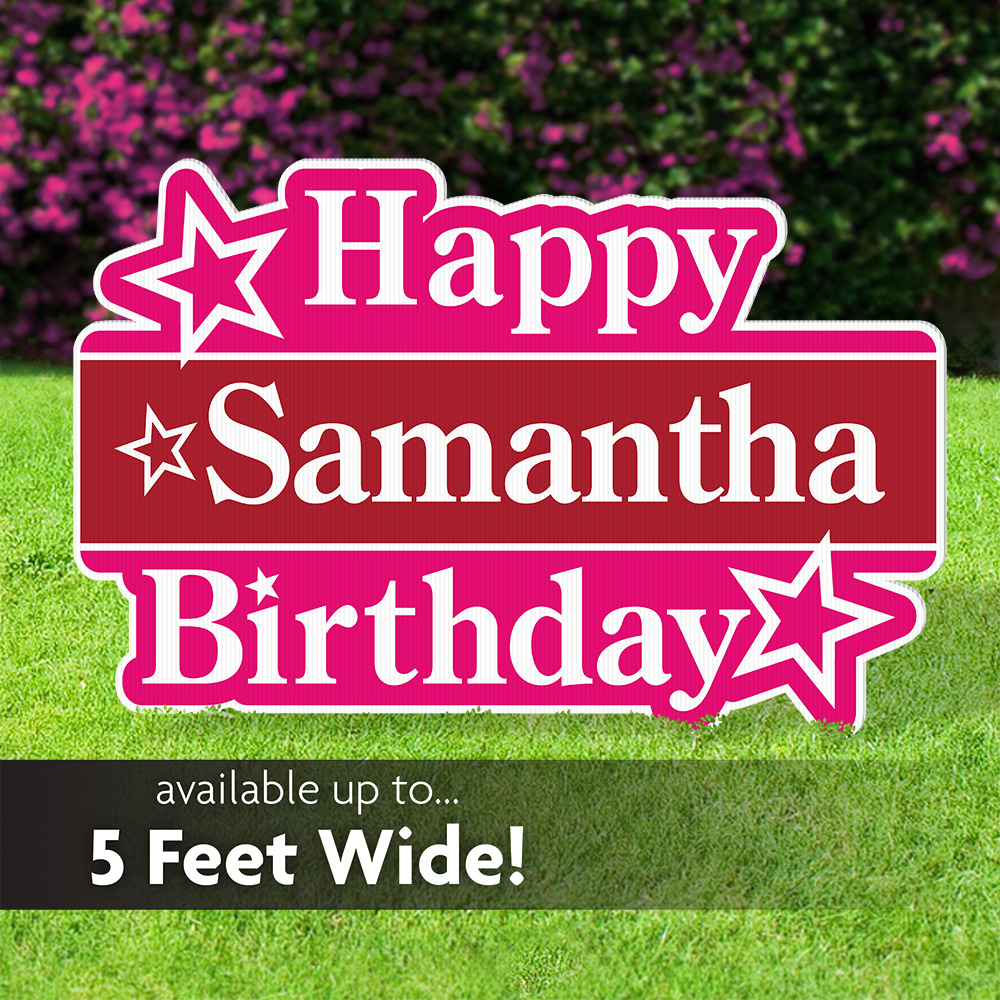 Pink & Red Doll Box Birthday Lawn Sign
