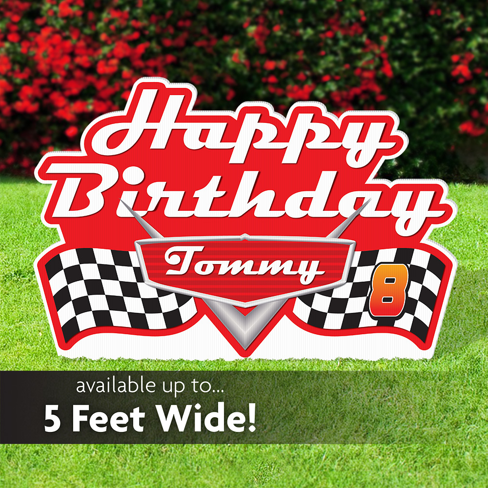 Race Cars Themed Birthday Lawn Sign