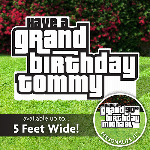 Car Thief Video Game Inspired Birthday Lawn Sign