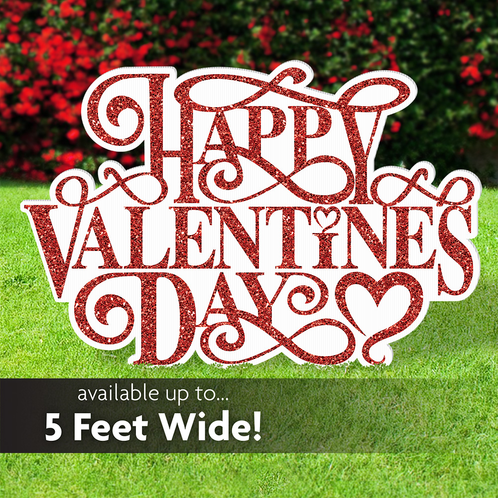Happy Valentine's Day Sign with Flourishes