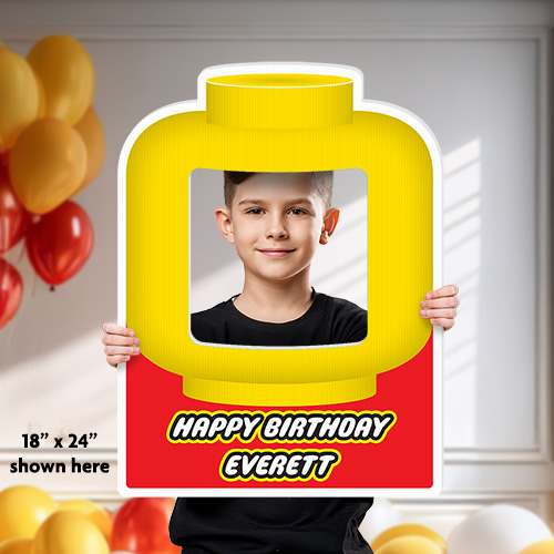 Block Head Birthday Selfie Frame, Social Media Frame, Photo Prop