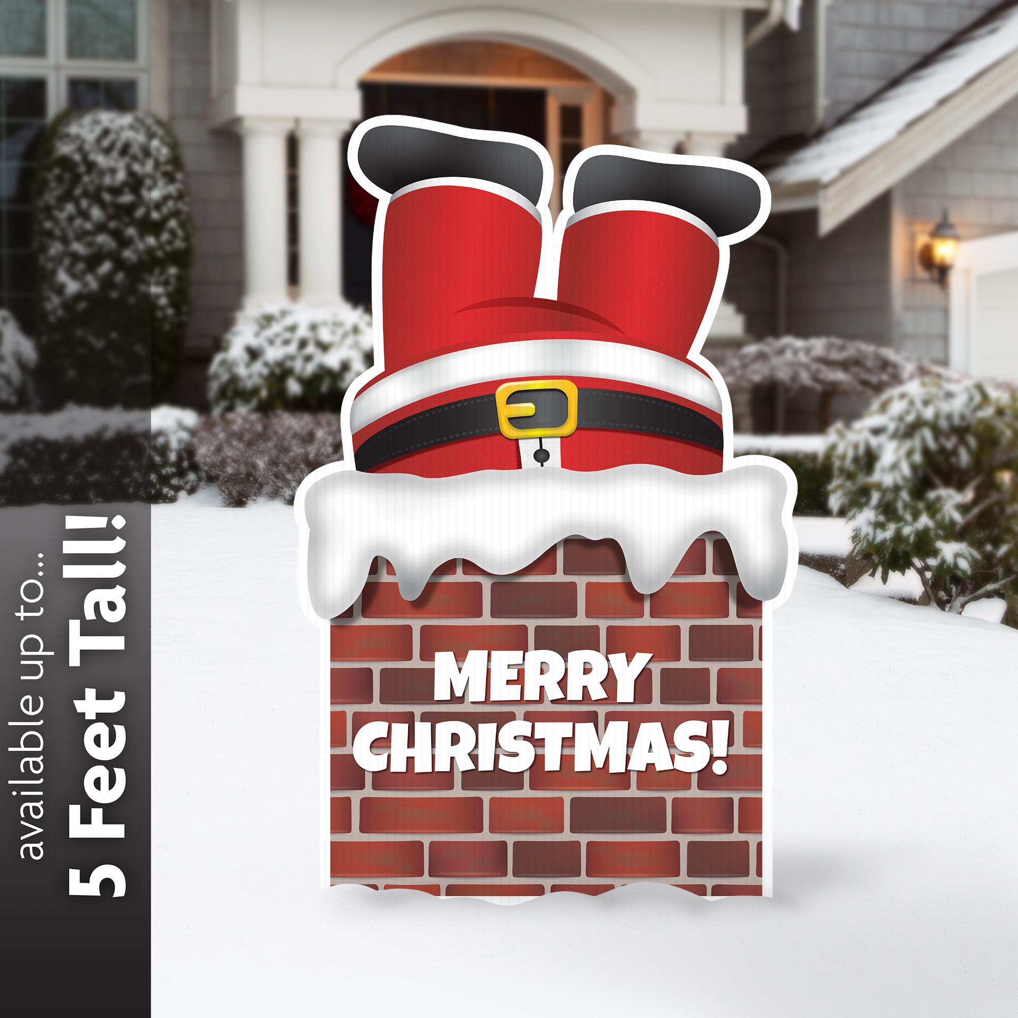 Santa in the Chimney Whimsical Yard Sign