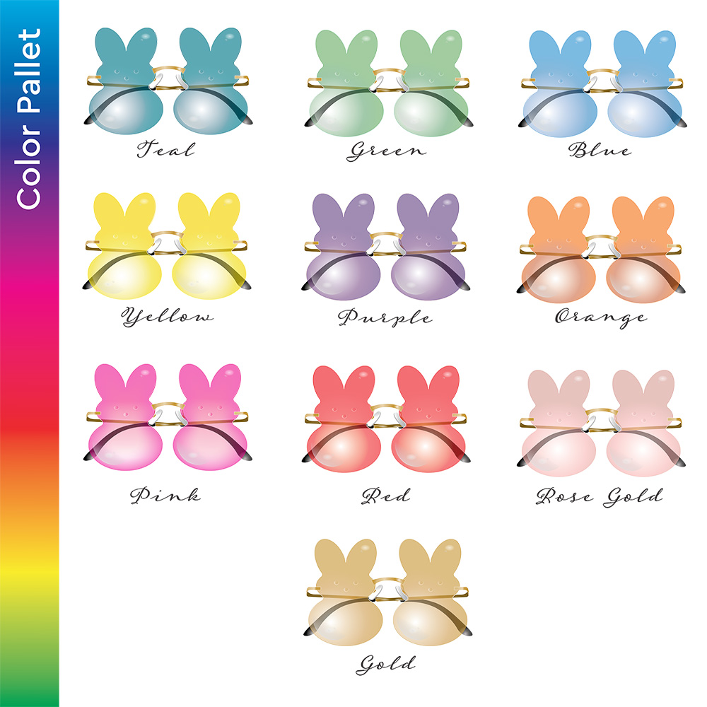 Bunny Shaped Sunglasses Color Chart