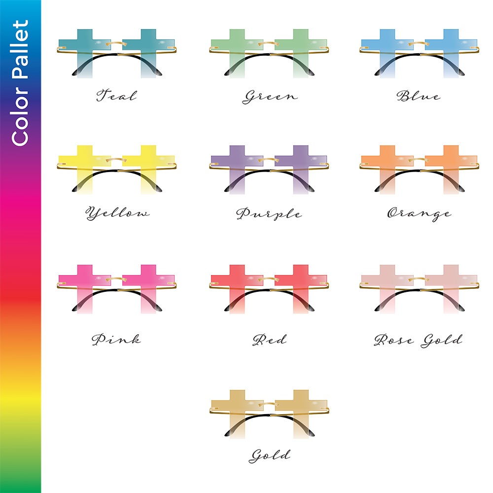 Cross Shaped Sunglasses Color Chart