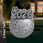 New Year Disco Ball Drop 2026 Silver