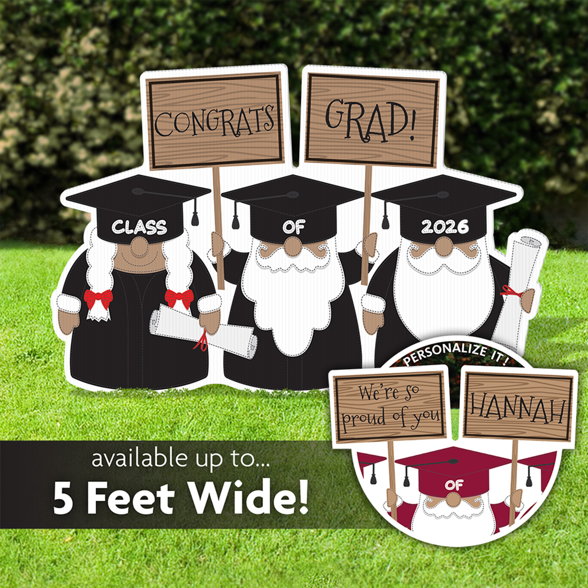 Personalized Graduation Yard Sign, Gnome Design