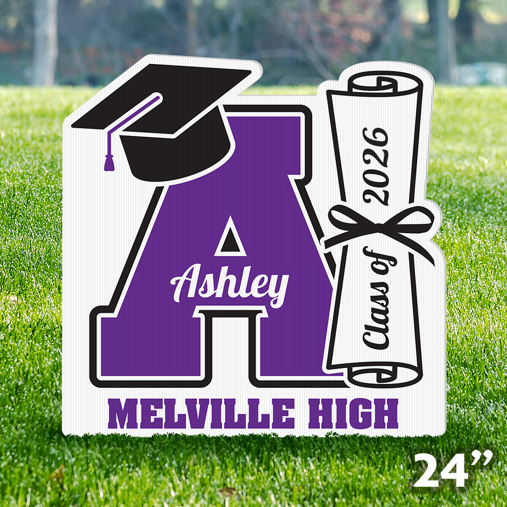 Graduation Grad Single Letter Lawn Sign
