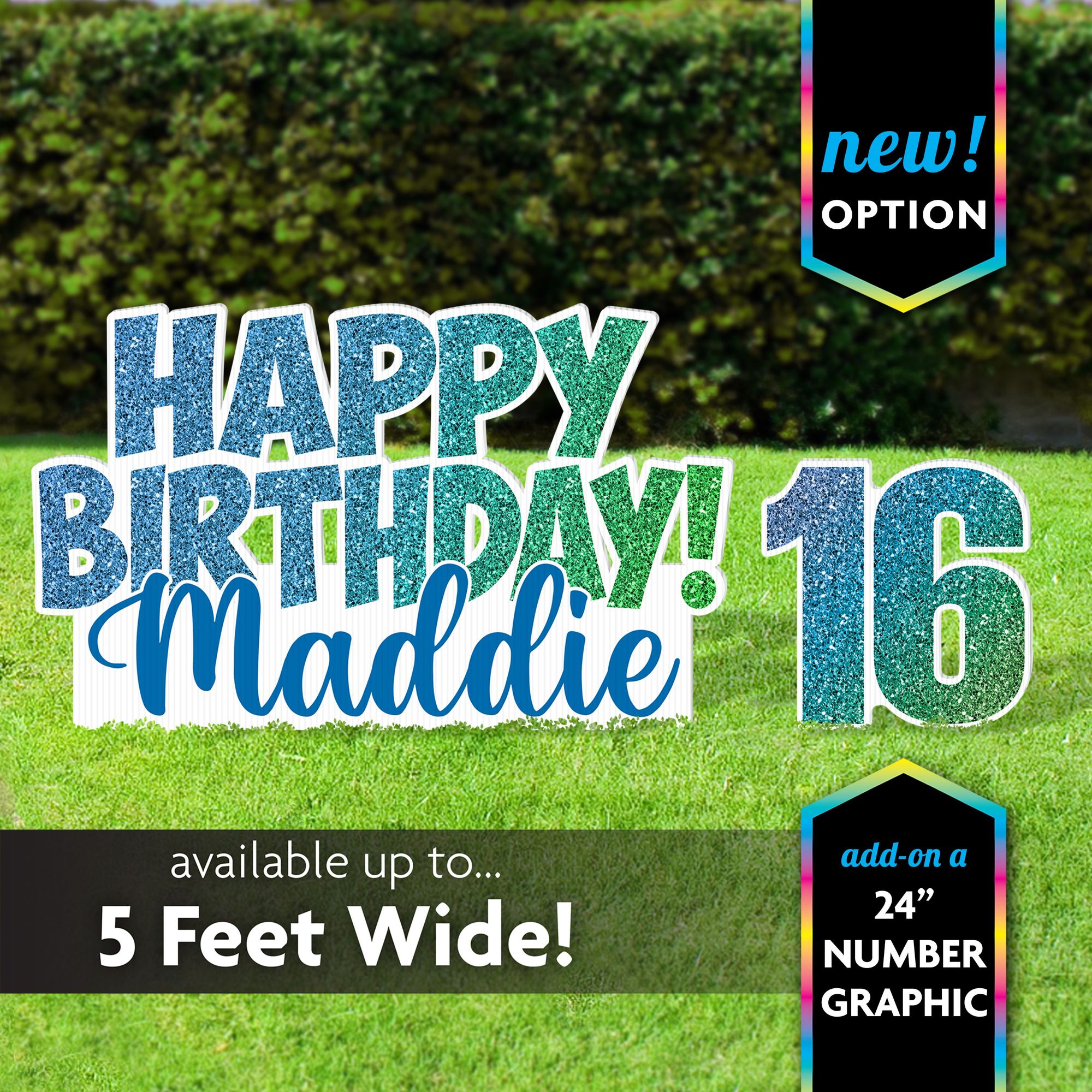 Faux Glitter Happy Birthday Yard Signs