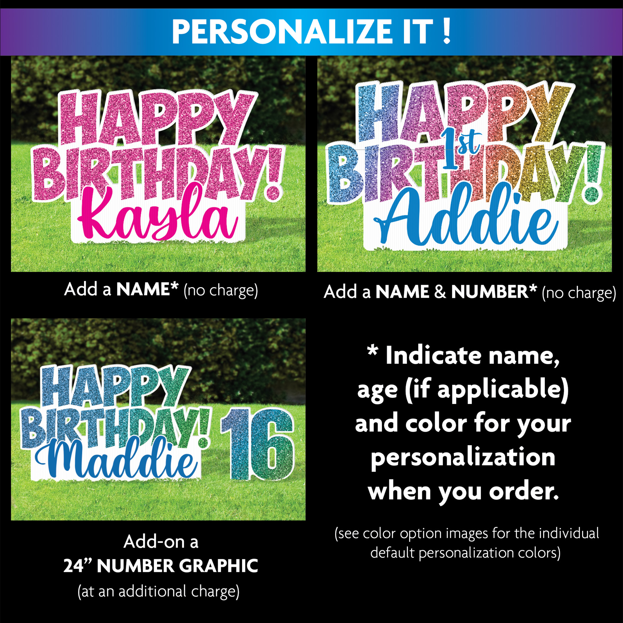 Faux Glitter YArd Sign Options
