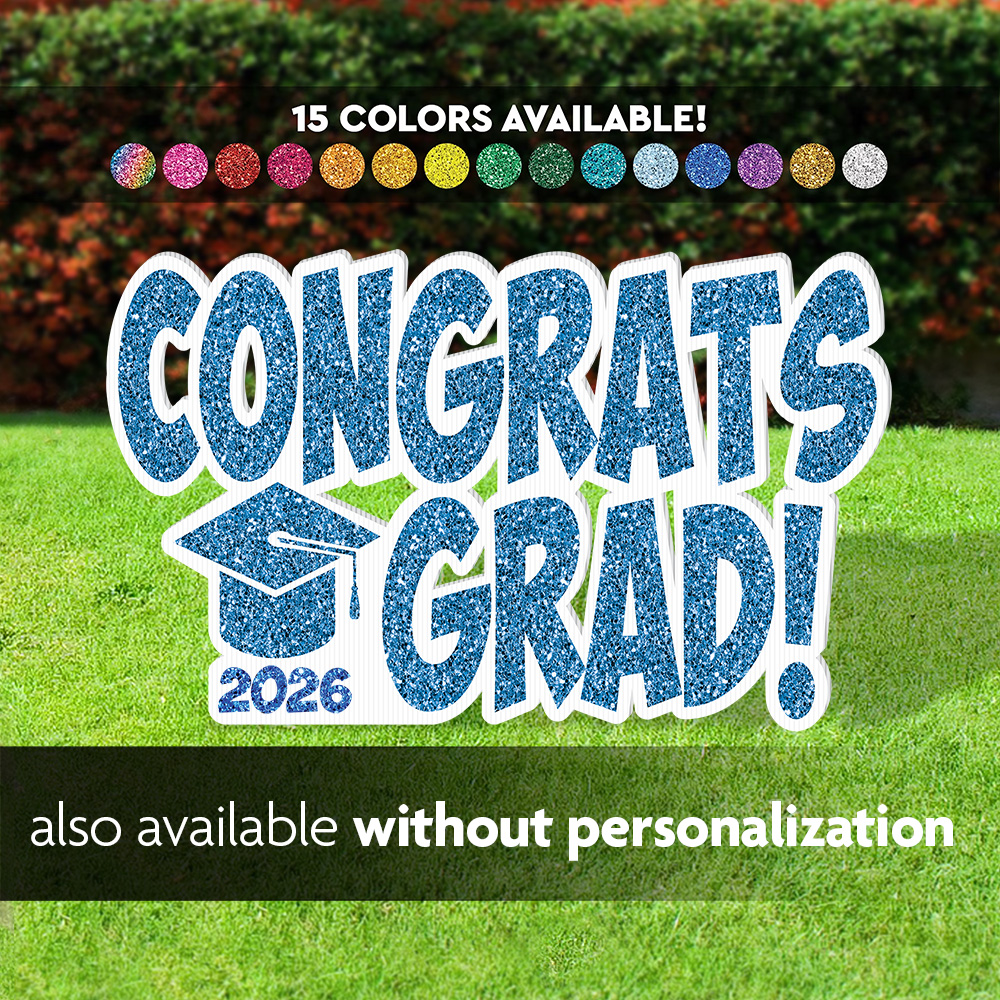Congrats Grad Faux Glitter Sign 2