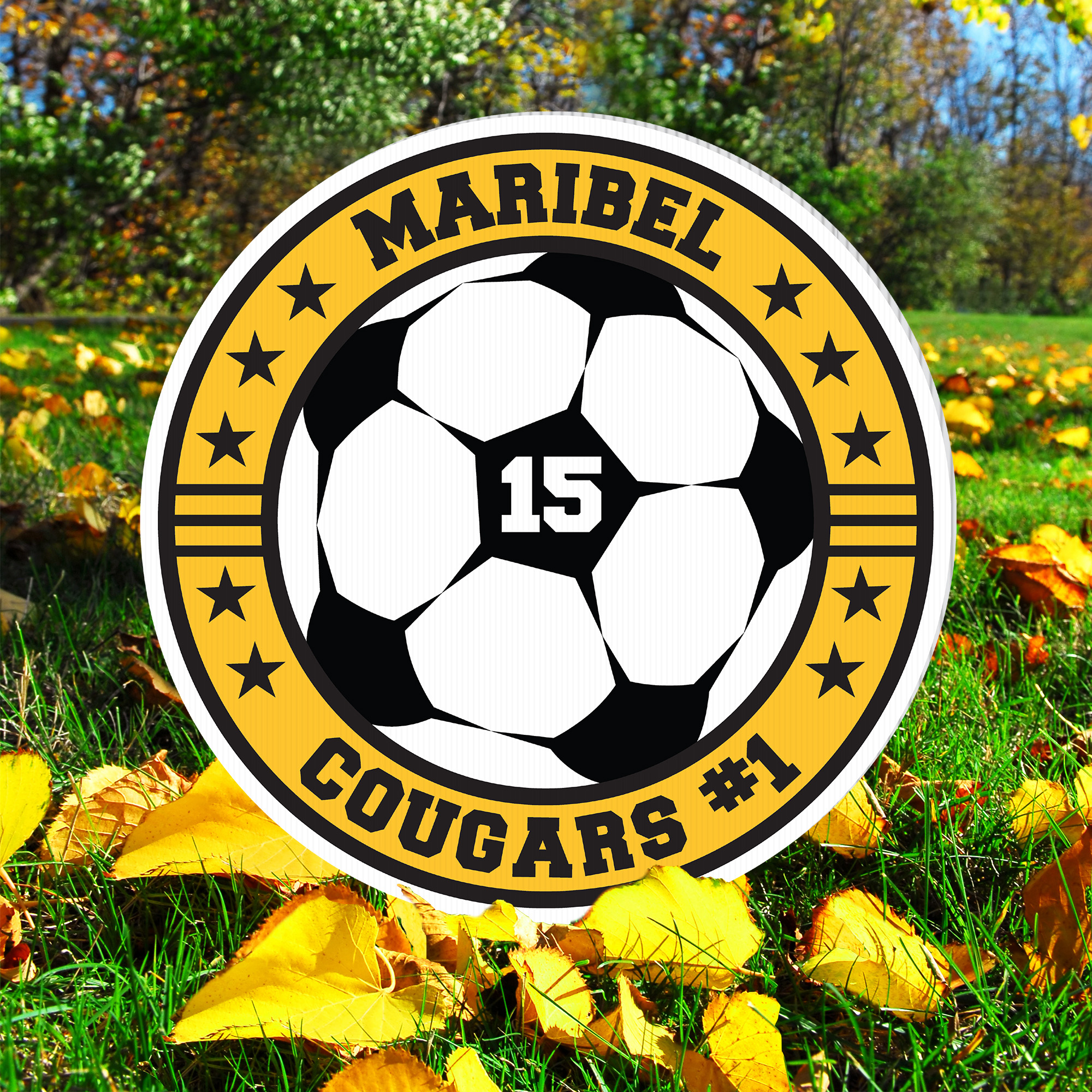 Soccer Star Round Yard Sign