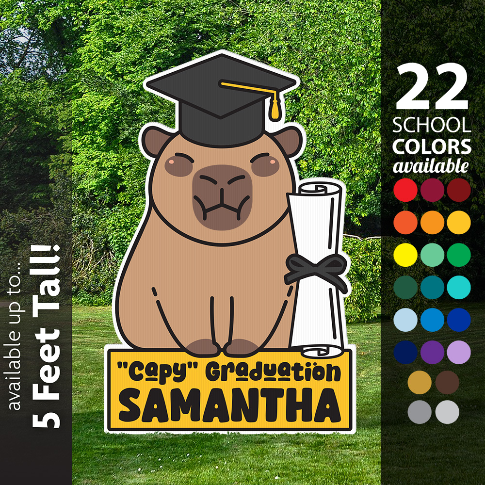 Capybara "Capy Graduation" Lawn Sign 1
