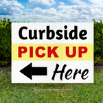 Curbside Pick Up Black, White, Red-Left Arrow Lawn Sign