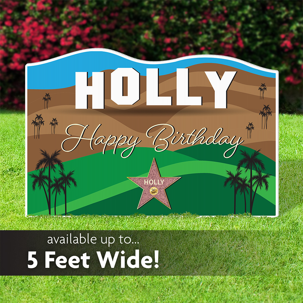 Hollywood Hills Birthday Lawn Sign 1