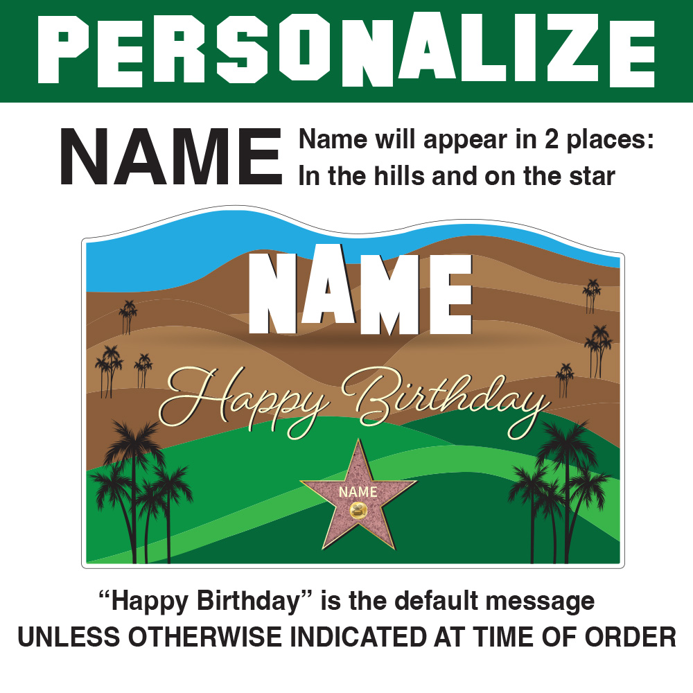 Hollywood Hills Birthday Lawn Sign 2