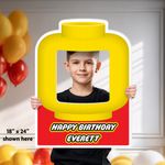Block Head Birthday Selfie Frame, Social Media Frame, Photo Prop 1
