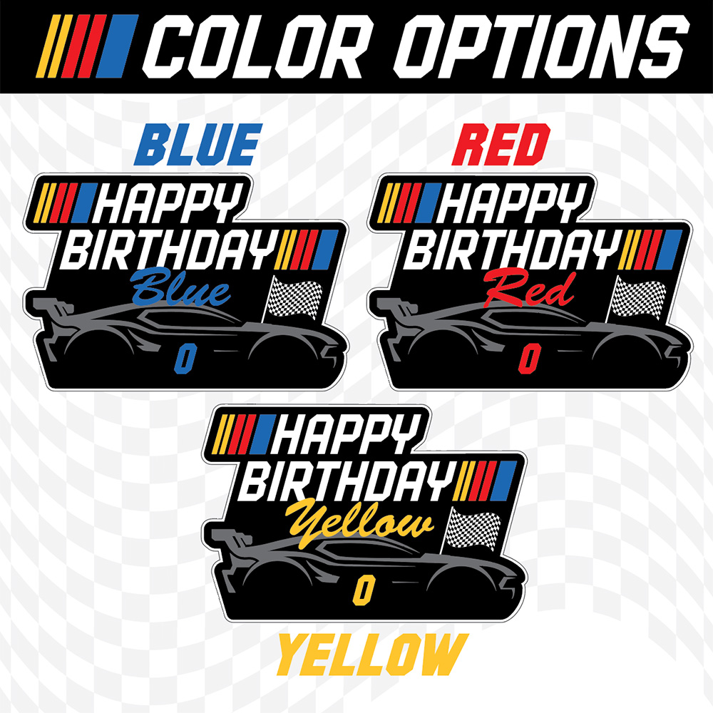 NASCAR Happy Birthday lawn sign color options