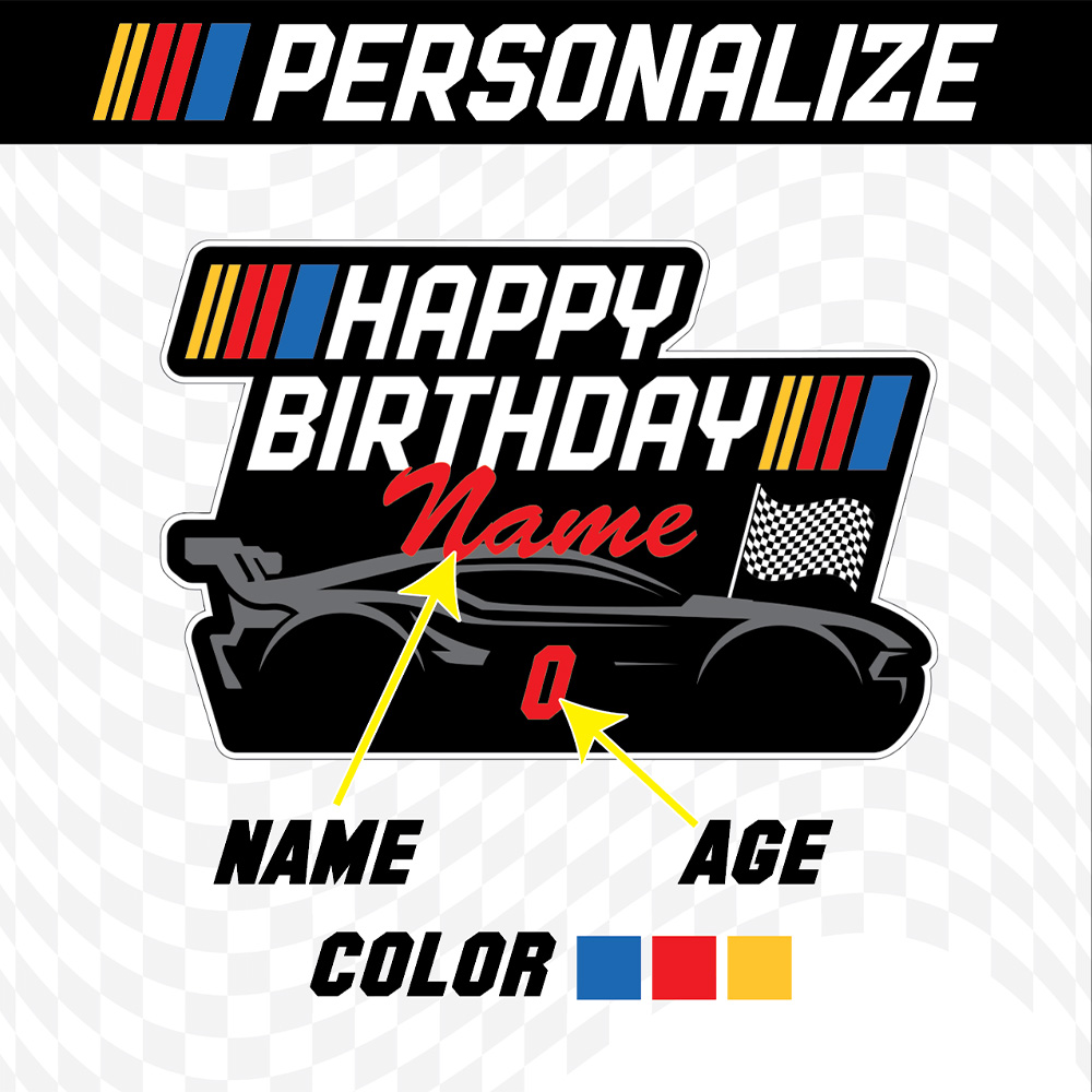 NASCAR Happy Birthday lawn sign personalization option