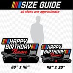 NASCAR Happy Birthday lawn sign sizes