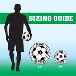 Sizing Soccer Star Round Yard Sign