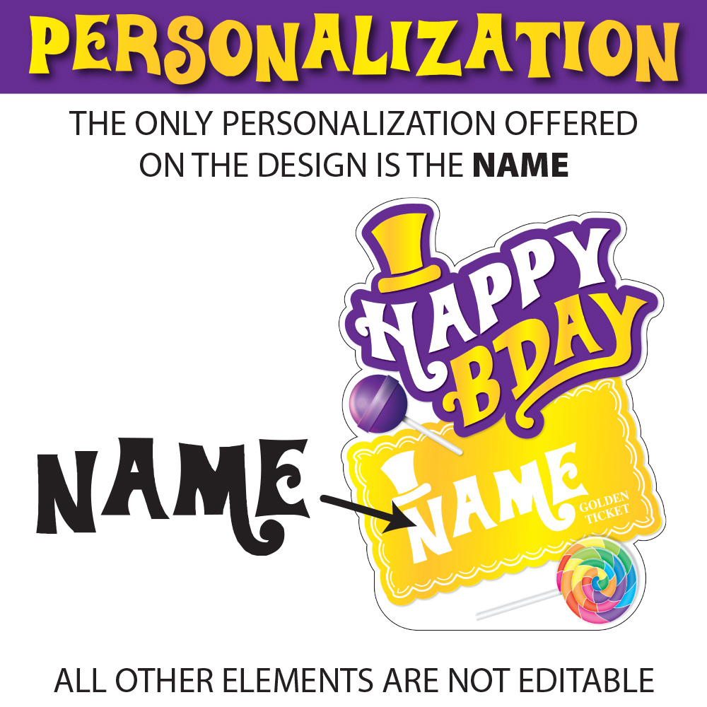 Willy Wonka Golden Ticket Birthday Lawn Sign personalization
