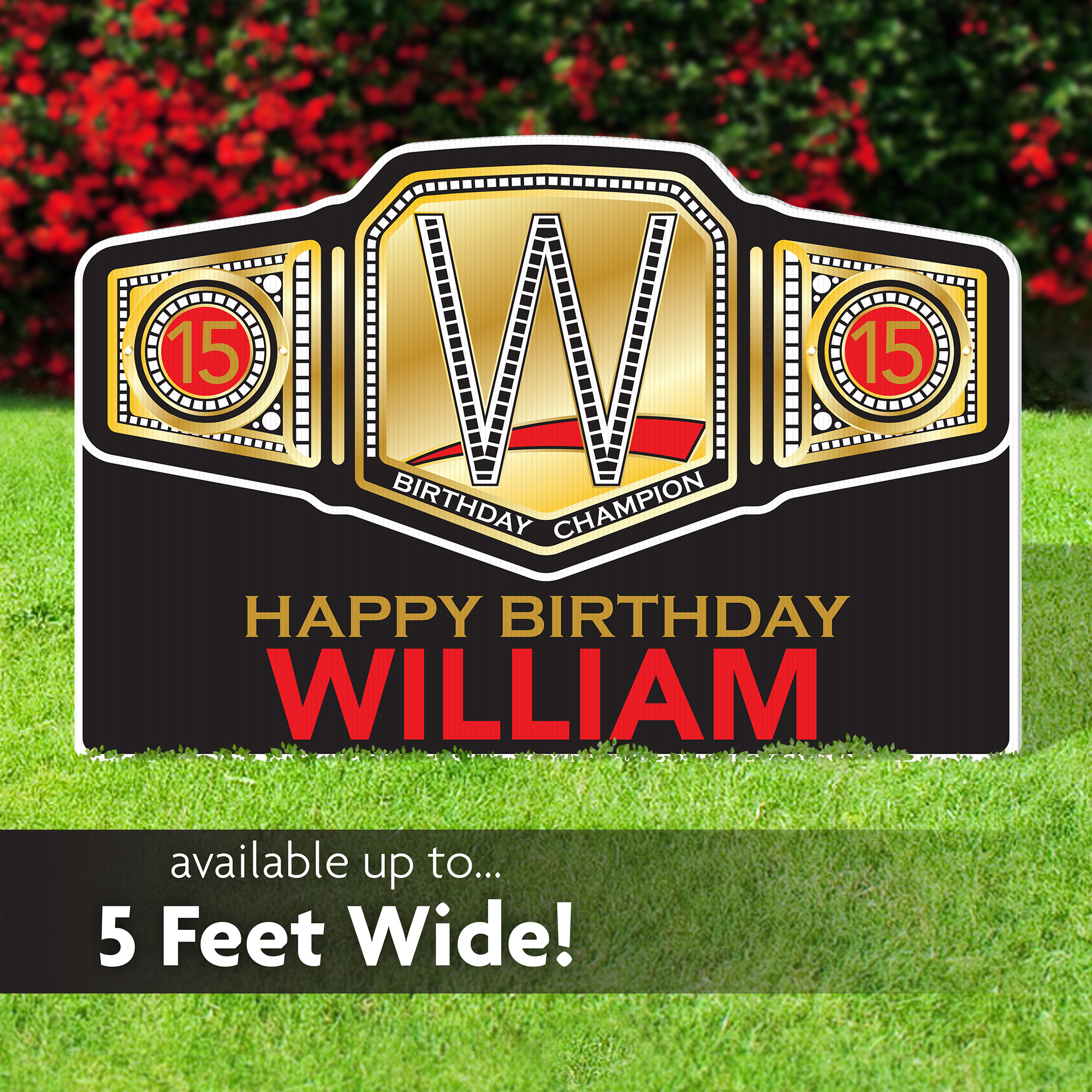 Wrestling Champion Belt Birthday Lawn Sign 1