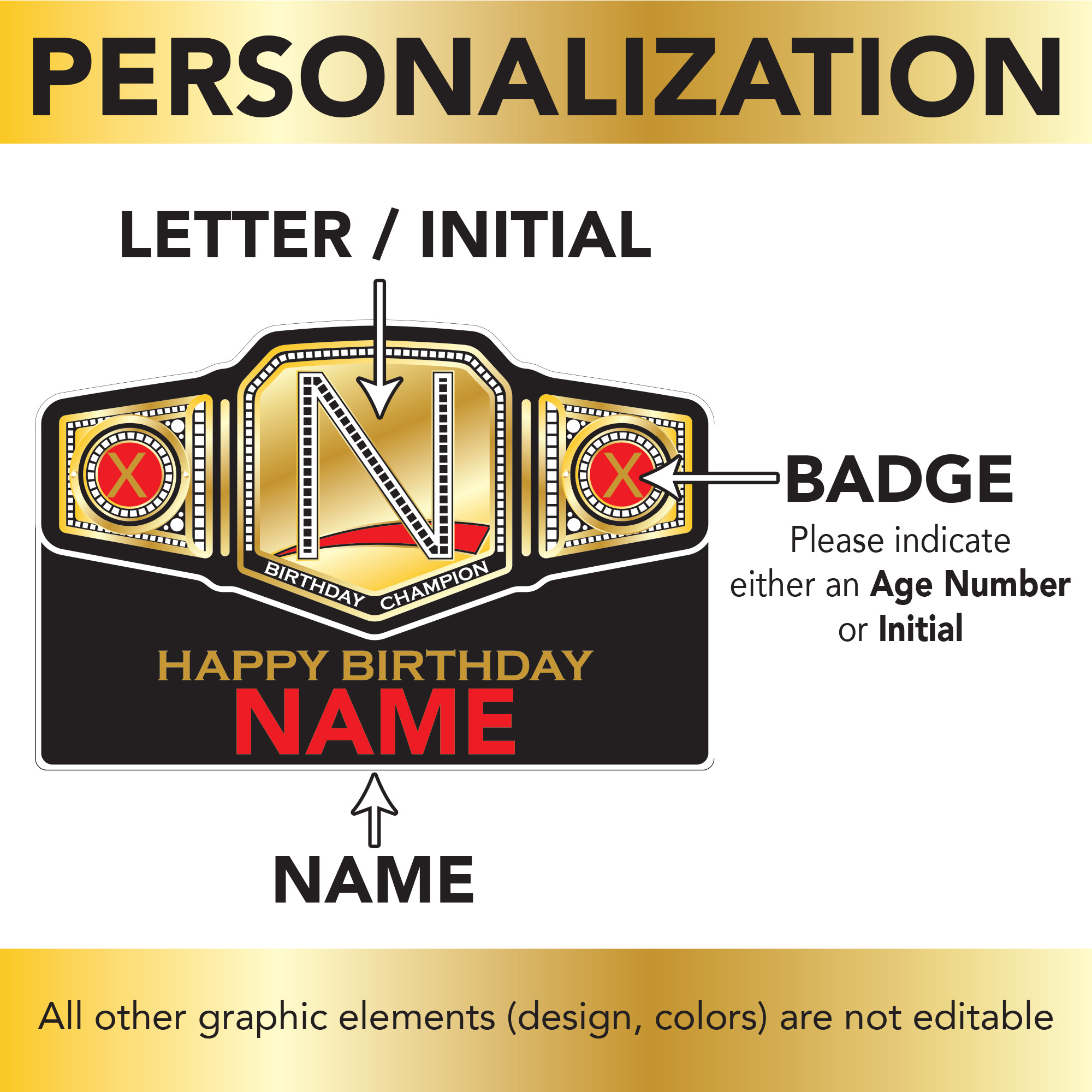 Wrestling Champion Belt Birthday Lawn Sign 2