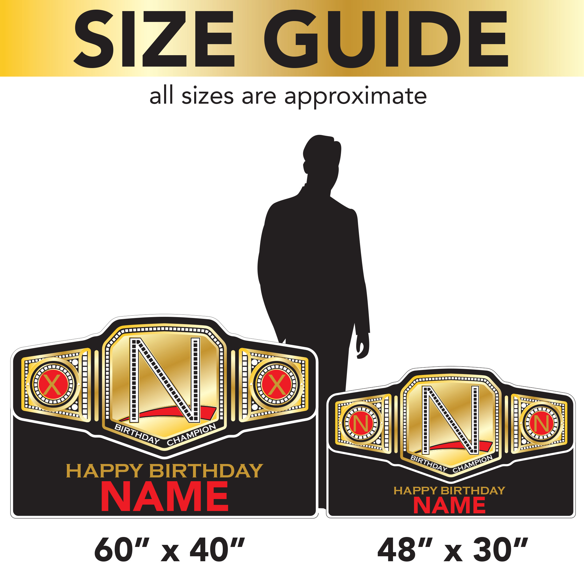Wrestling Champion Belt Birthday Lawn Sign 3