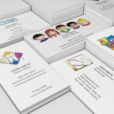 Tarjetas de visita laminadas y en relieve Dental business cards