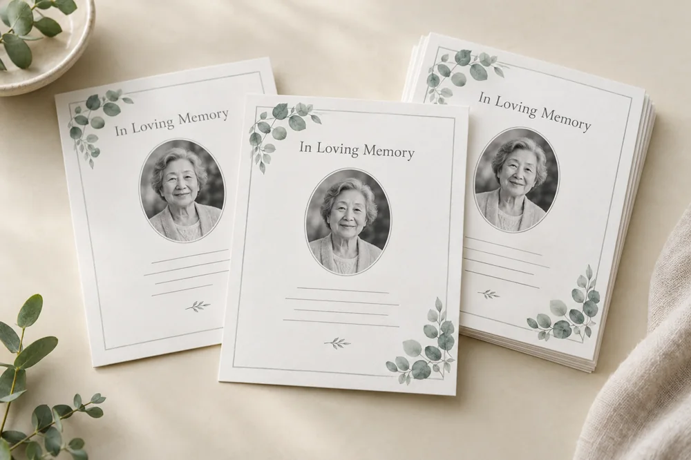 Illustrative obituary flyers