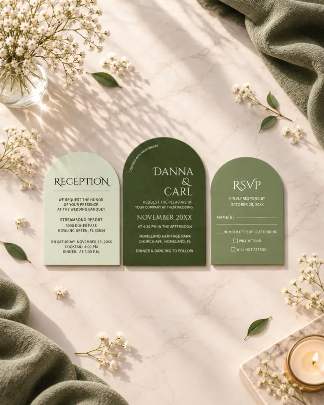 Foil wedding invitation suite