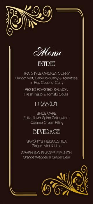 Black Menu With Gold Wedding Menu Cards Front